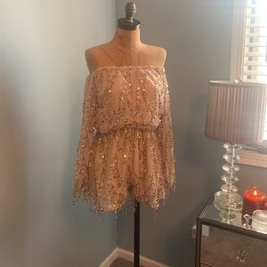 Sequined off the shoulder Fashion Nova Romper